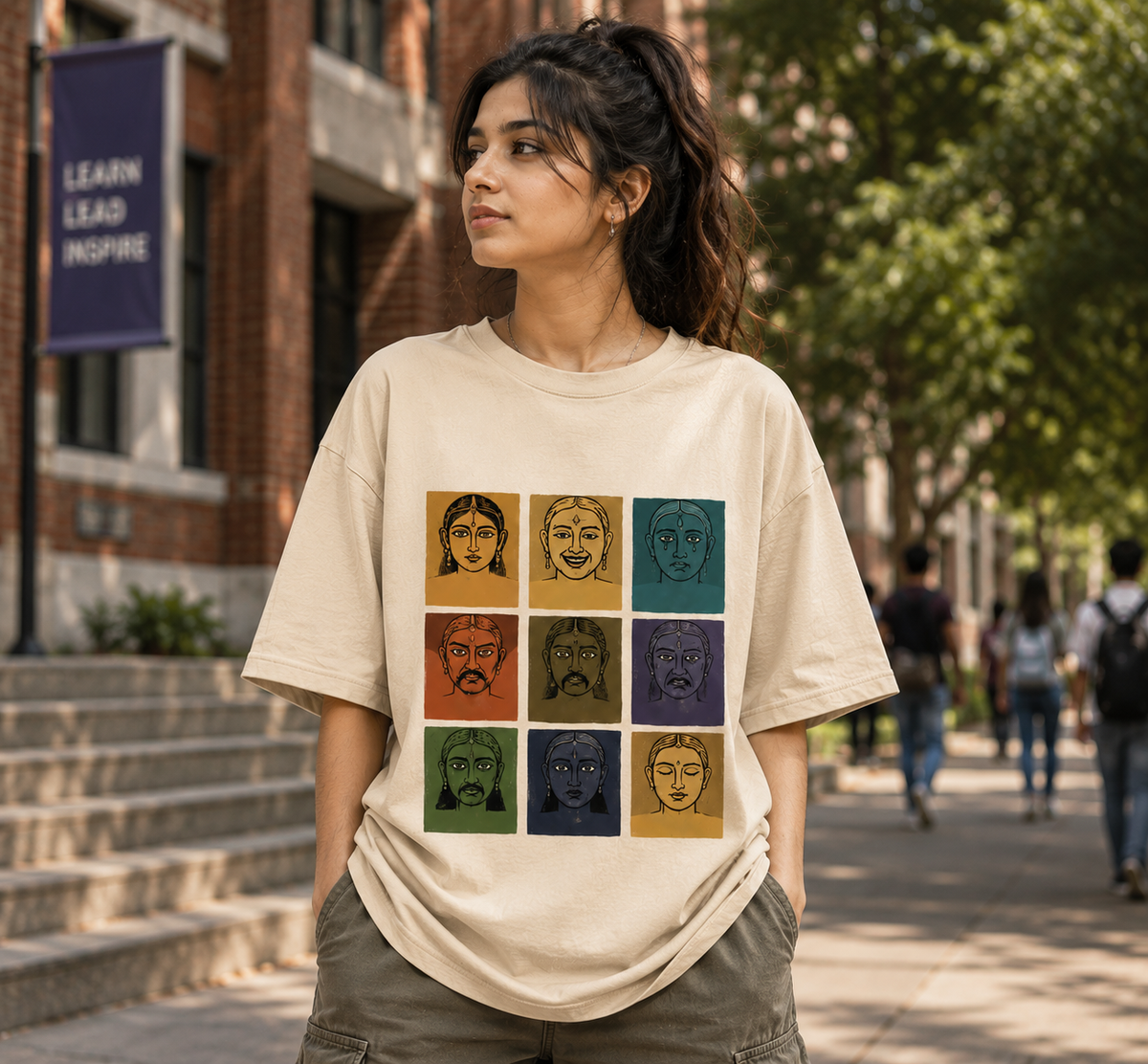 Navraas Earth Tones Tee - nine emotions grid in earthy colorway